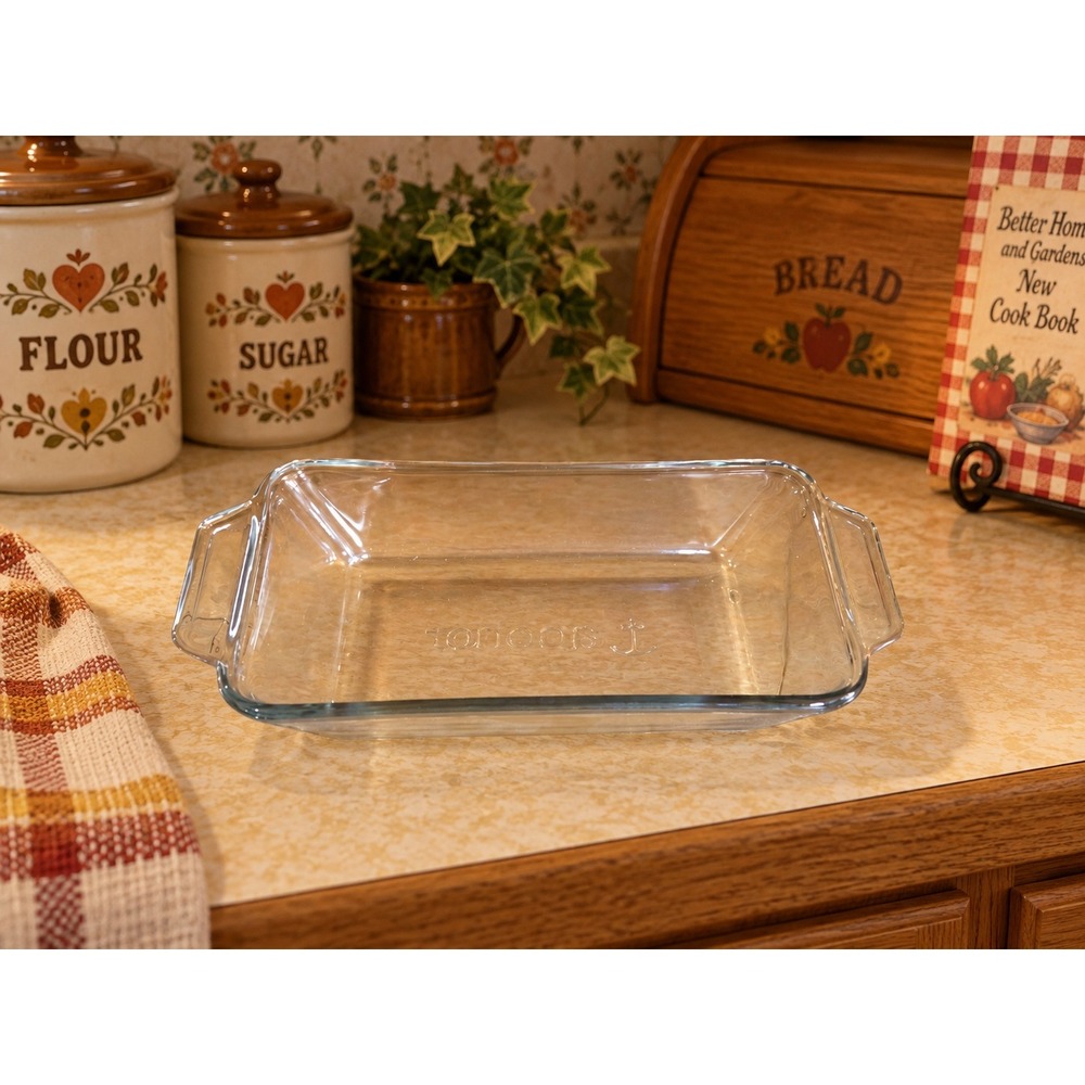 Anchor Hocking 80s Clear Glass Rectangular Baking Dish 1.5 Qt 5x9 with Handles
